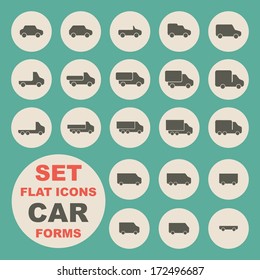 Set of flat icons, car form