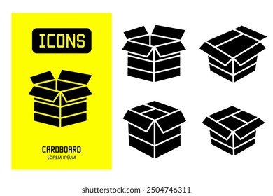 Conjunto de iconos planos de cartón. Diseño de Vector para negocios y stock.