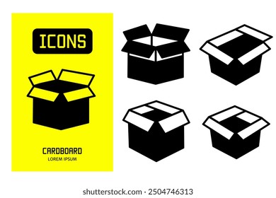 Conjunto de iconos planos de cartón. Diseño de Vector para negocios y stock.