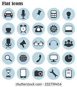 Set of flat icons in circles for web design isolated on white 