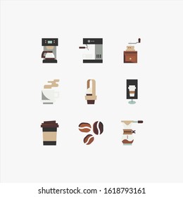 Set of flat icons for coffeeshop