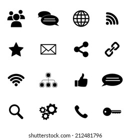 Set of flat icons - connection and social media