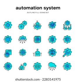 set of flat icons design for configuration automation system