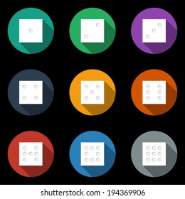 Set flat icons dice with long shadow