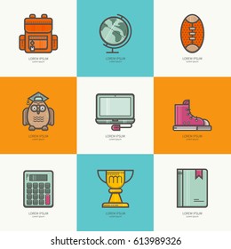 Set of flat icons Education.  Ideal for your business presentations.