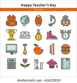 Set of flat icons Education. Teacher Appreciation. Ideal for your business presentations.