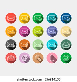 Set of flat icons for e-mail