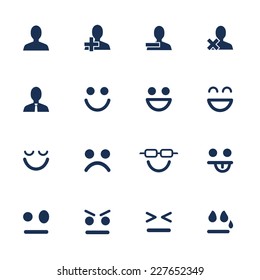 Set of flat icons for emotions and soial network communication