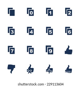 Set of flat icons with file numbers and appreciation marks