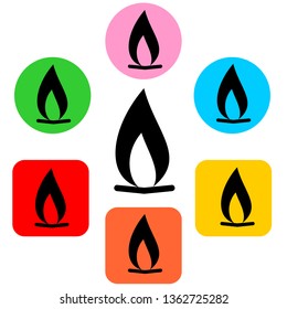 Set of flat icons with fire sign. Vector graphic illustration.