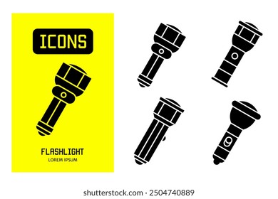 Set of flat icons of flashlight. Vector design for business and stock.