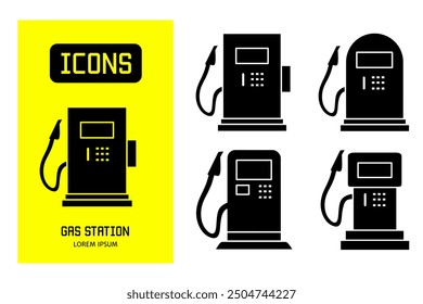 Conjunto de iconos planos de la gasolinera. Diseño de Vector para negocios y stock.