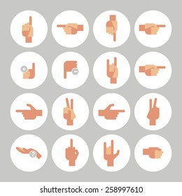 A set of flat icons hand gestures