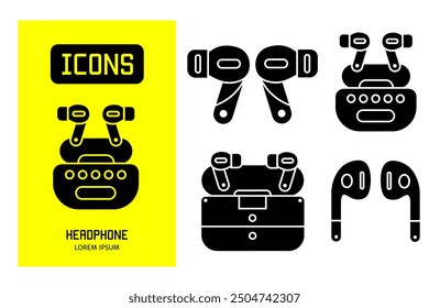 Set of flat icons of headphone. Vector design for business and stock.