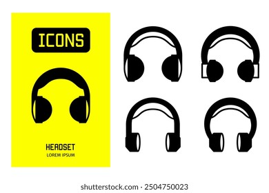 Conjunto de iconos planos de auriculares. Diseño de Vector para negocios y stock.