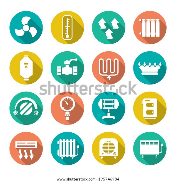 Set Flat Icons Heating Isolated On Stock Vector (Royalty Free ...