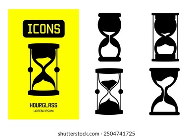 Set of flat icons of hourglass. Vector design for business and stock.