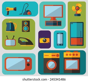 set of flat icons for household appliances