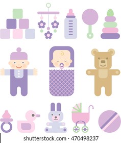 set of flat icons for kids