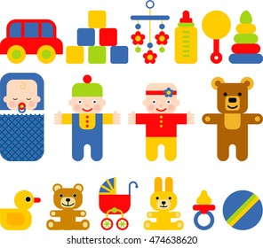 set of flat icons for kids