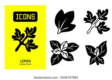 Conjunto de iconos planos de hojas. Diseño de Vector para negocios y stock.