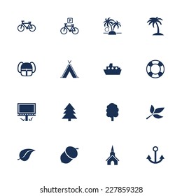 Set of flat icons for leisure, tourism and travelling