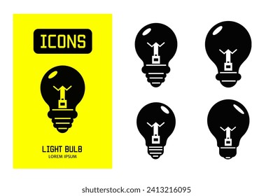 Set of flat icons of light bulb. Vector design for business and stock.