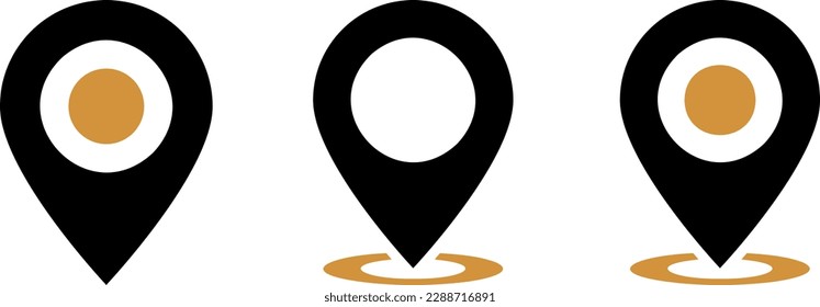 Set of flat icons of location pin as concept of navigation isolated on white