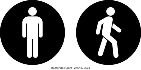 Set of flat icons of Man stands and walking