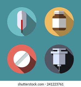 Set of flat icons for medicine