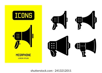 Set of flat icons of megaphone. Vector design for business and stock.
