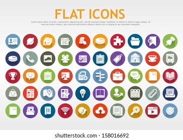 Set of flat icons for mobile app and web. Eps 10