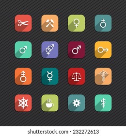 Set of flat icons for mobile app and web
