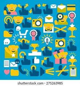 set of flat icons for mobile application menu and navigation