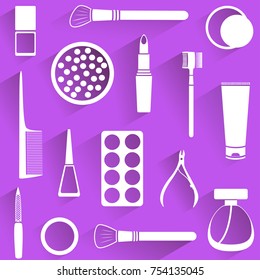 set of flat icons of natural cosmetics