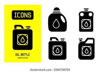 Set of flat icons of oil bottle. Vector design for business and stock.