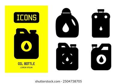 Set of flat icons of oil bottle. Vector design for business and stock.