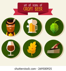 Set of flat icons Oktoberfest  - Beer, Food, People, Decorations and other related vector elements. Flat icons. Vector flat illustration. Flat design.