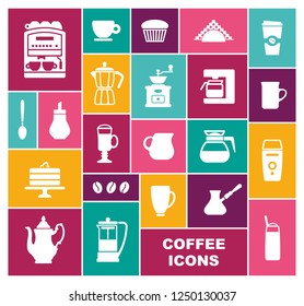 Set of flat icons on a coffee theme. Vector illustration