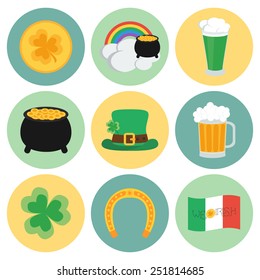 A set of flat icons on St. Patrick's Day. vector illustration