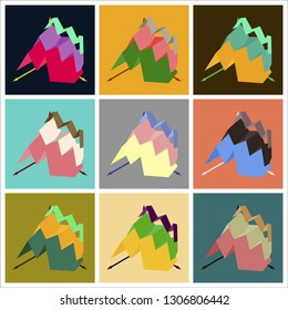 Set of flat icons on stylish background Financial schedule