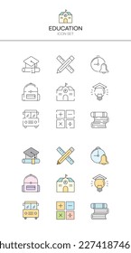 A set of flat icons on the subject of education
