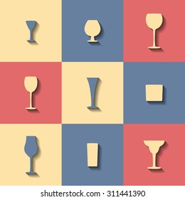 Set of flat icons on a theme glasses