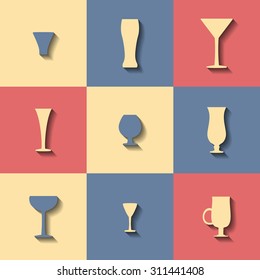 Set of flat icons on a theme glasses