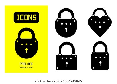 Conjunto de iconos planos de candado. Diseño de Vector para negocios y stock.