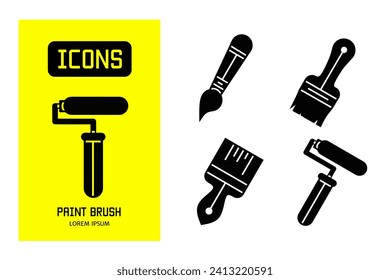 Set of flat icons of paint brush. Vector design for business and stock.