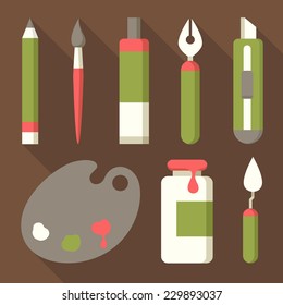 Set of  flat icons for painting