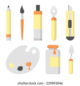 Set of  flat icons for painting