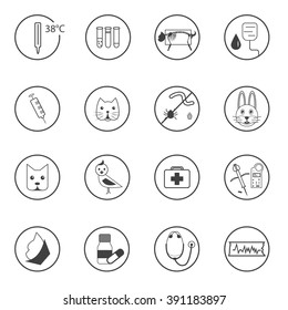 A set of flat icons pets of Veterinary with different animals