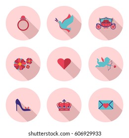 set of flat icons Princess in vector format